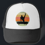Mens Gymnastics Male Gymnast at Sunset Trucker Hat<br><div class="desc">Mens Gymnastics Boys Team Sunset. Strong male gymnast on a pommel horse in front of a cool retro sunset image.</div>