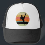Mens Gymnastics Male Gymnast at Sunset Trucker Hat<br><div class="desc">Mens Gymnastics Boys Team Sunset. Strong male gymnast on a pommel horse in front of a cool retro sunset image.</div>