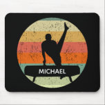 Mens Gymnastics Male Gymnast Sunset Monogram Mouse Pad<br><div class="desc">Mens Gymnastics Boys Team Sunset mousepad with monogram. Strong male gymnast on a pommel horse in front of a cool retro sunset image.</div>