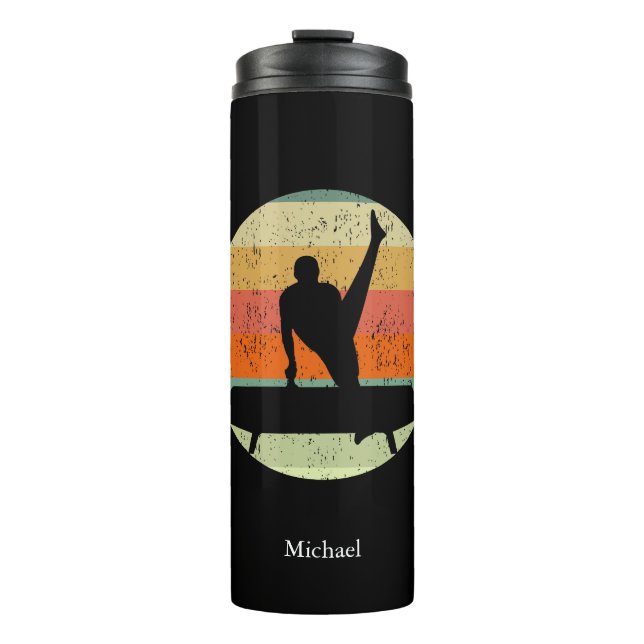 Mens Gymnastics Male Gymnast Sunset Personalized Thermal Tumbler (Front)