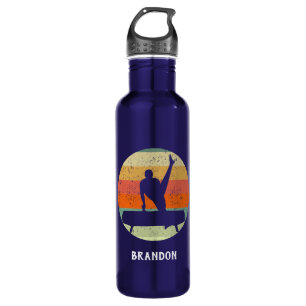 Mens Gymnastics Male on Pommel Horse Sunset Custom Stainless Steel Water Bottle