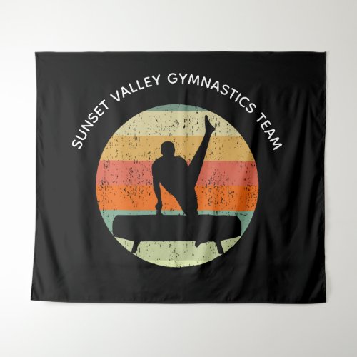 Mens Gymnastics Male on Pommel Horse Sunset Custom Tapestry