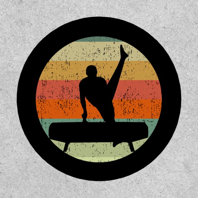 Mens Gymnastics Male on Pommel Horse Sunset Patch (Front)