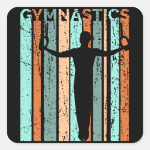 Mens Gymnastics Retro Distressed Birthday Kids Square Sticker