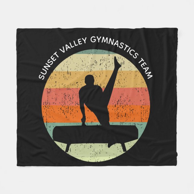 Mens Gymnastics Team Pommel Horse Sunset Custom Fleece Blanket (Front (Horizontal))