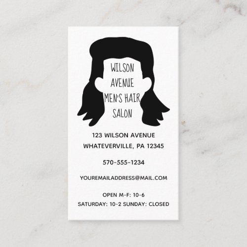 Mens Hair Salon Barber Hipster Mullet Business Card