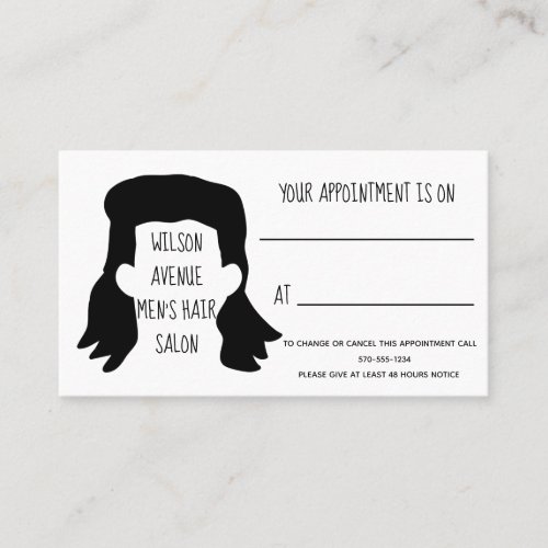 Mens Hair Salon Barber Mullet Appointment Business Card
