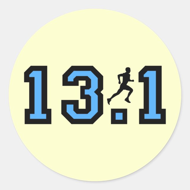 Mens half marathon classic round sticker (Front)