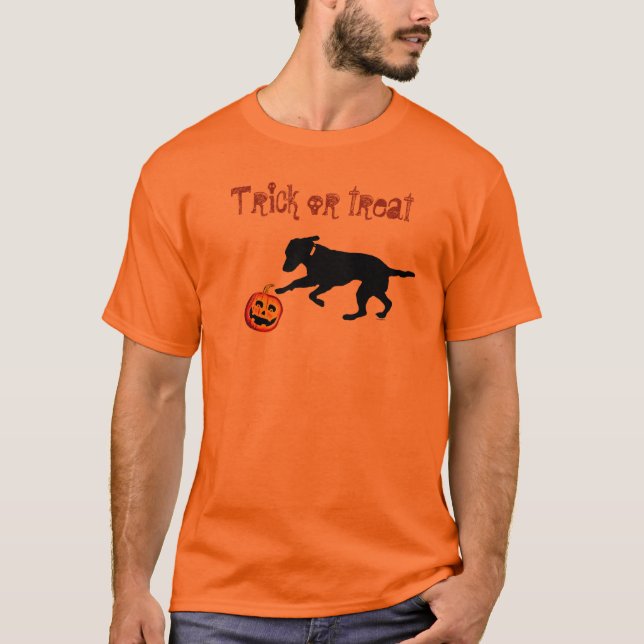 Men's Halloween black lab pumpkin T-Shirt (Front)