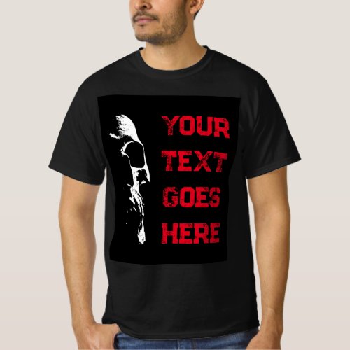 Mens Halloween Skull Black Red Distressed Text T_Shirt