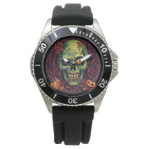Men's Halloween Skull ,One Eye Fire Skull Pumpkin
