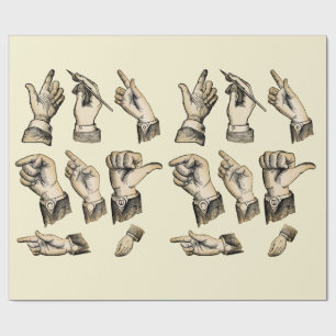 Mens hand Gestures Vintage art collage Wrapping Paper