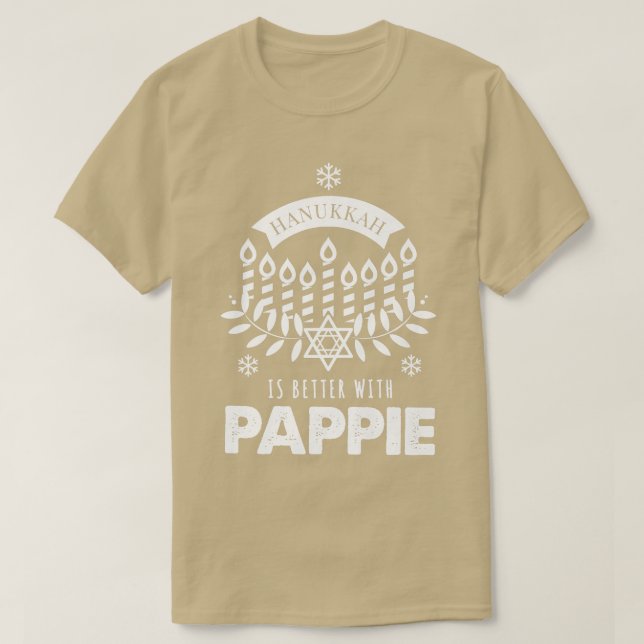 Mens Hanukkah Is Better with Pappie Matching Famil T-Shirt (Design Front)