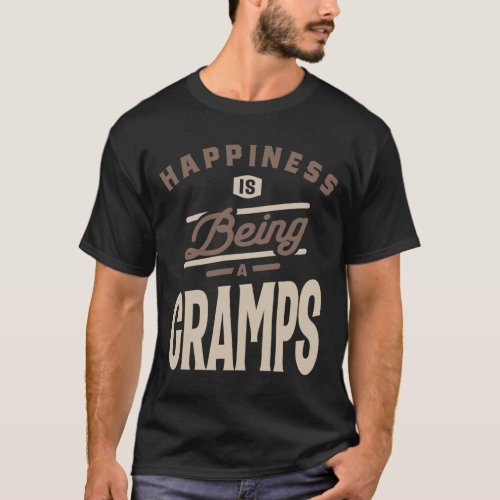 Mens Happiness is Being a Gramps _ Dad  Grandpa T_Shirt