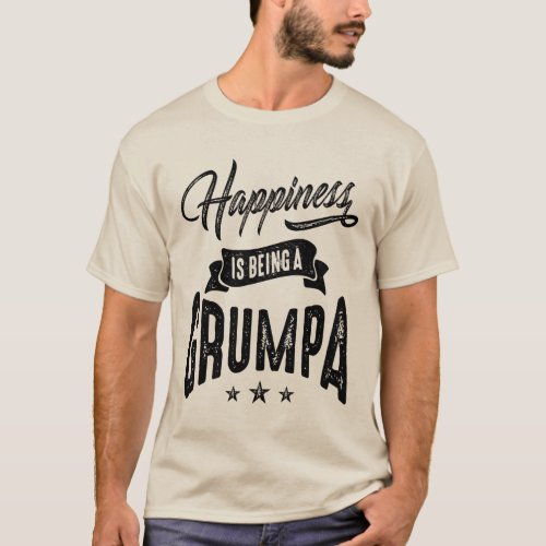 Mens Happiness is Being a Grumpa Grandpa Gift T_Shirt