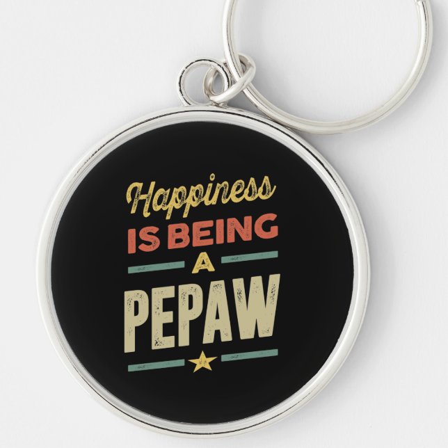Mens Happiness is Being a Pepaw - Father Grandpa Keychain (Front)