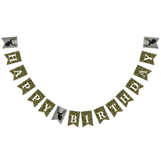 Men's Happy Birthday Big Deer Hunting Camouflage Bunting Flags (All)