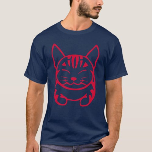 Mens Happy Cat T_shirt red tabby