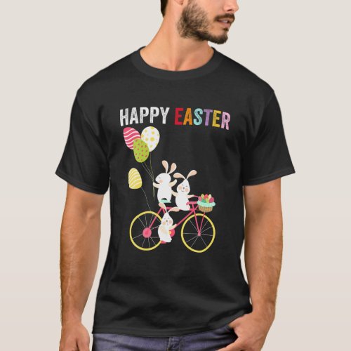 Mens Happy Easter Day Cute Bunny Biker Biking East T_Shirt