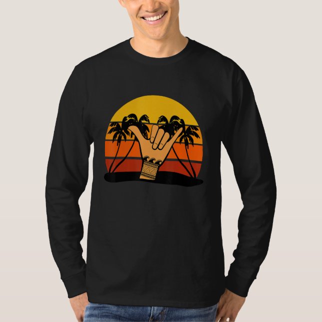 Mens Hawaiian Luau Aloha Shaka Hang Loose T-Shirt (Front)