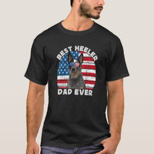 Mens Heeler Dad For Men American Flag Blue Austral T-Shirt