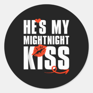 Mens Hes My Midnight Kiss Happy New Year Matching Classic Round Sticker