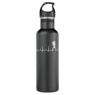 Mens Hiking Heartbeat EKG Pulse Hiker Lover 355 Stainless Steel Water Bottle
