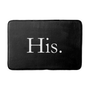 Mens His Black and White Typogrpahy Bathroom Mat