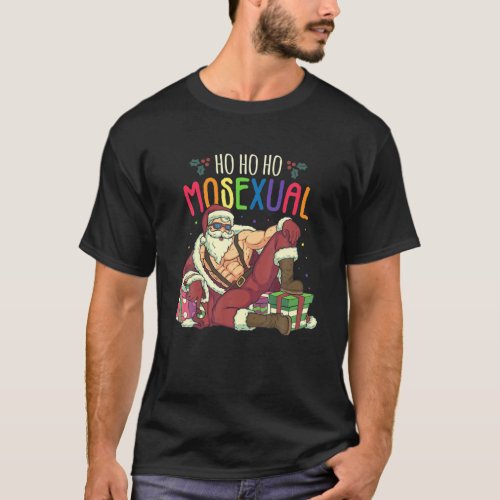 Mens Ho Ho Ho Mosexual Gay Santa LGBT Pun Gay Prid T_Shirt