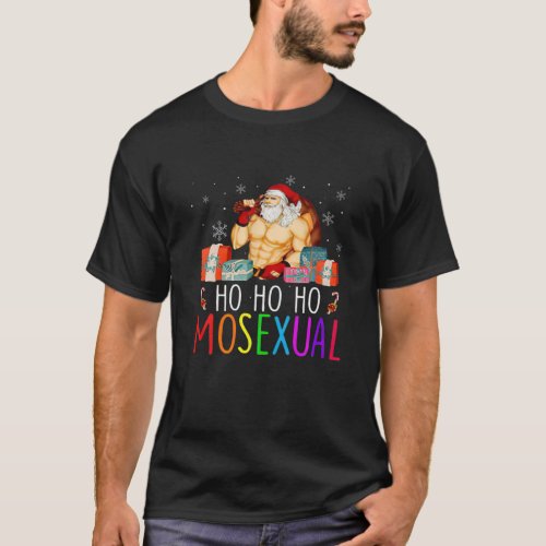 Mens Ho Ho Ho Mosexual Gay Santa LGBT Pun Pride Ch T_Shirt