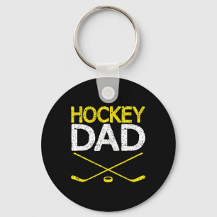 Mens Hockey Dad Vintage Fathers Day Summer Winter Keychain