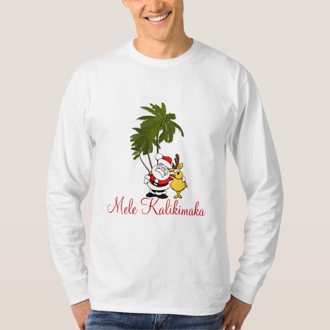 Mens Holiday Shirt-Mele Kalikimaka/Merry Christmas T-Shirt (Front)