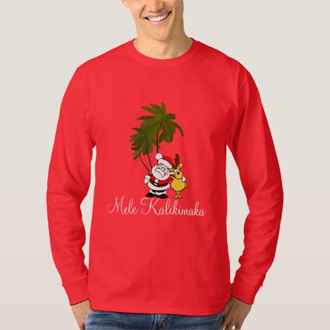 Mens Holiday Shirt-Mele Kalikimaka/Merry Christmas T-Shirt (Front)
