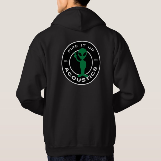MENS hoodie - Alien Fire It Up (Black/dark) (Back)