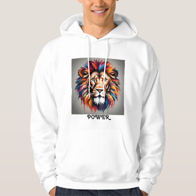 Men's Hoodie Design on Lion Power  (Front)