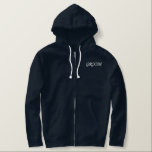 Men's Hoodie  Groom<br><div class="desc">For the Groom shown is a navy-blue hoodie to relax in. White embroidered text on the front and back.
Customize this item or buy as shown.</div>
