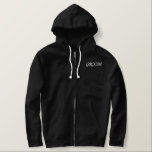 Men's Hoodie Groom<br><div class="desc">For the Groom shown is a Black hoodie to relax in. White embroidered text on the front and back.
Customize this item or buy as shown.</div>