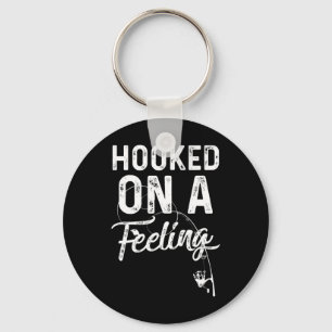 Mens Hooked On A Feeling Rod And Reel Fishing Keychain