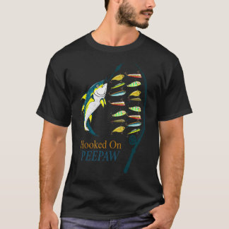 Mens  Hooked On Peepaw Fisherman Fatheru2019s Day T-Shirt