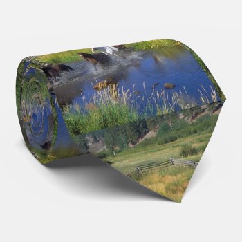 Mens Horses Runnin Through Water Western Neck Tie by RODEODAYS at Zazzle