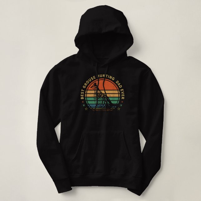 Mens Hunting Ruffed Grouse bird- retro DAD sunset  Hoodie (Design Front)