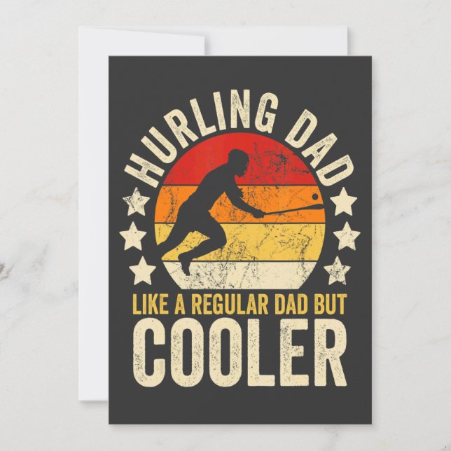 Mens Hurling Dad Like A Regular Dad But Cooler Fat Invitation (Front)