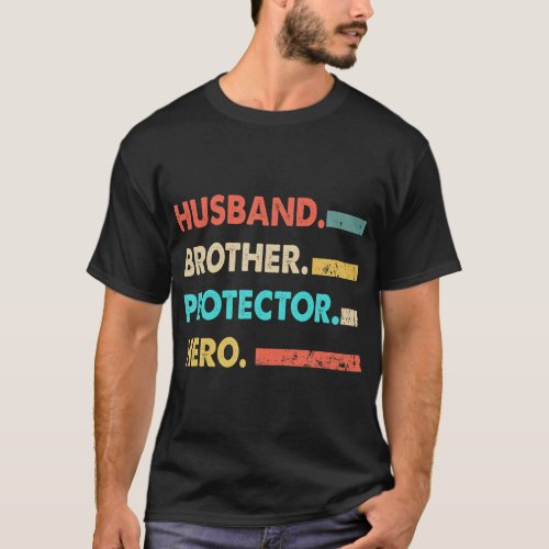 Mens Husband Brother Protector Hero Shirt Dad Vint