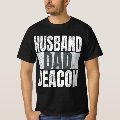Mens Husband Dad Deacon For Catholic Fathers Relig T_Shirt