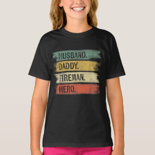 Mens Husband Daddy Fireman Hero Firefighter T-Shirt