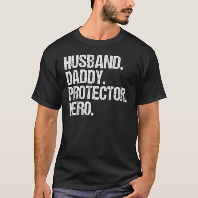 Mens Husband Daddy Protector Hero Fathers Day Camo T-Shirt (Front)