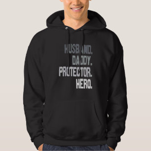 Mens Husband Daddy Protector Hero Fathers Day Flag Hoodie