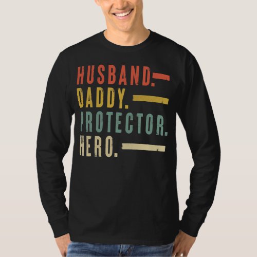 Mens Husband Daddy Protector Hero Fathers Day T_Shirt
