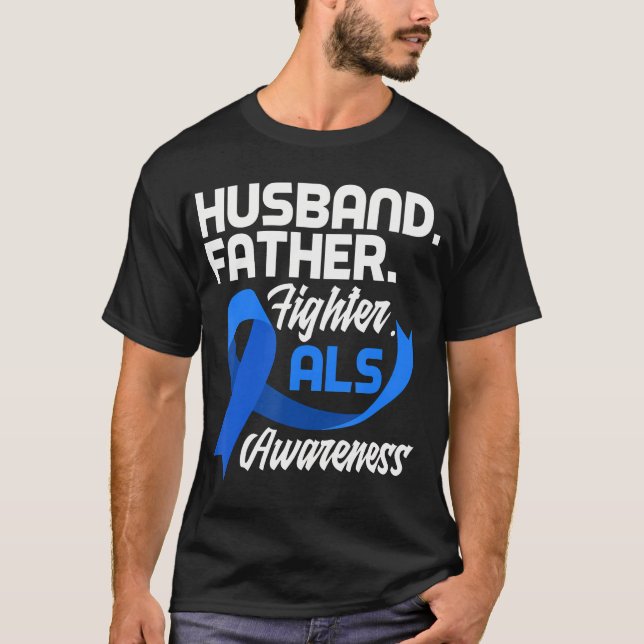 Mens Husband Father Fighter Dad Als Warrior Als T-Shirt (Front)
