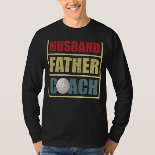 Mens  Husband Father Hockey Coach Fathers Day T_Shirt